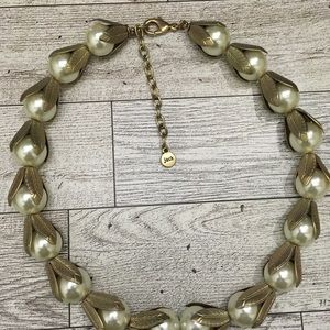 Bella Jack Faux Pearl Leaf Statement Necklace